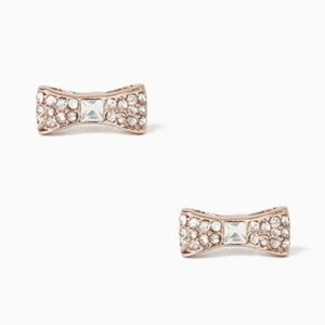 Kate Spade New York Ready, Set, Bow Pave Crystal ROSE GOLD Bow Studded Earrings